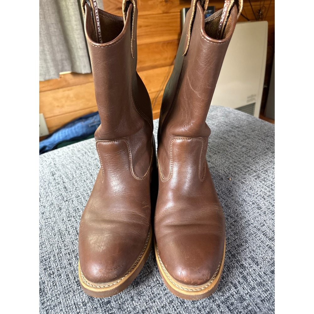 Santa Fe Boot Co Mens Brown Leather Wellington Pull On Boots Round Toe 10 narrow